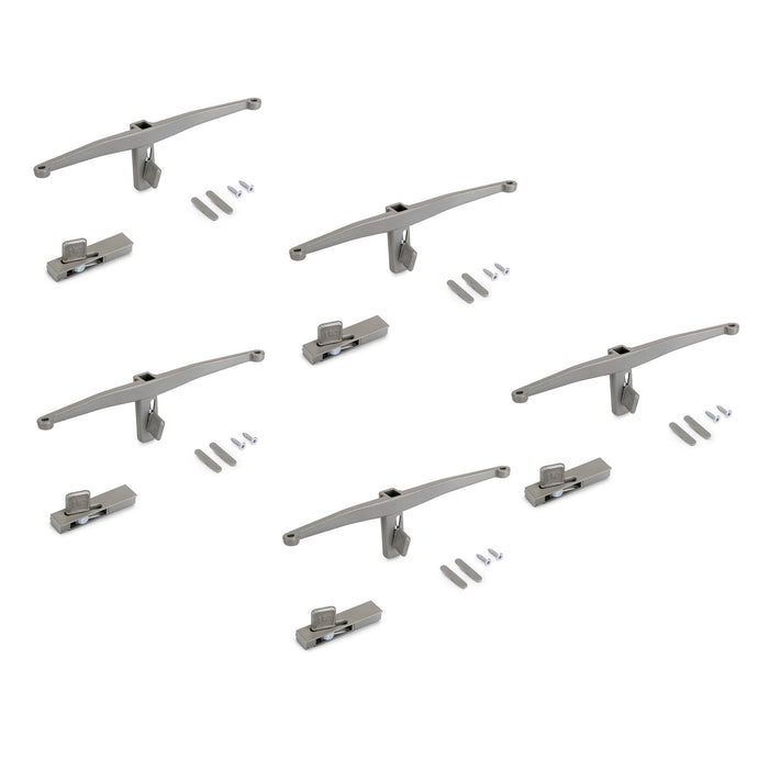 Emuca Set di mensole in legno, tavole in legno non incluse, verniciato grigio pietra, Zamak, 5 set