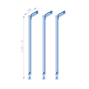 Emuca Zero Kit telaio modulare con ferramenta e 3 profili per montaggio a pavimento e a parete con livellamento circolare, alluminio e zama, grigio pietra