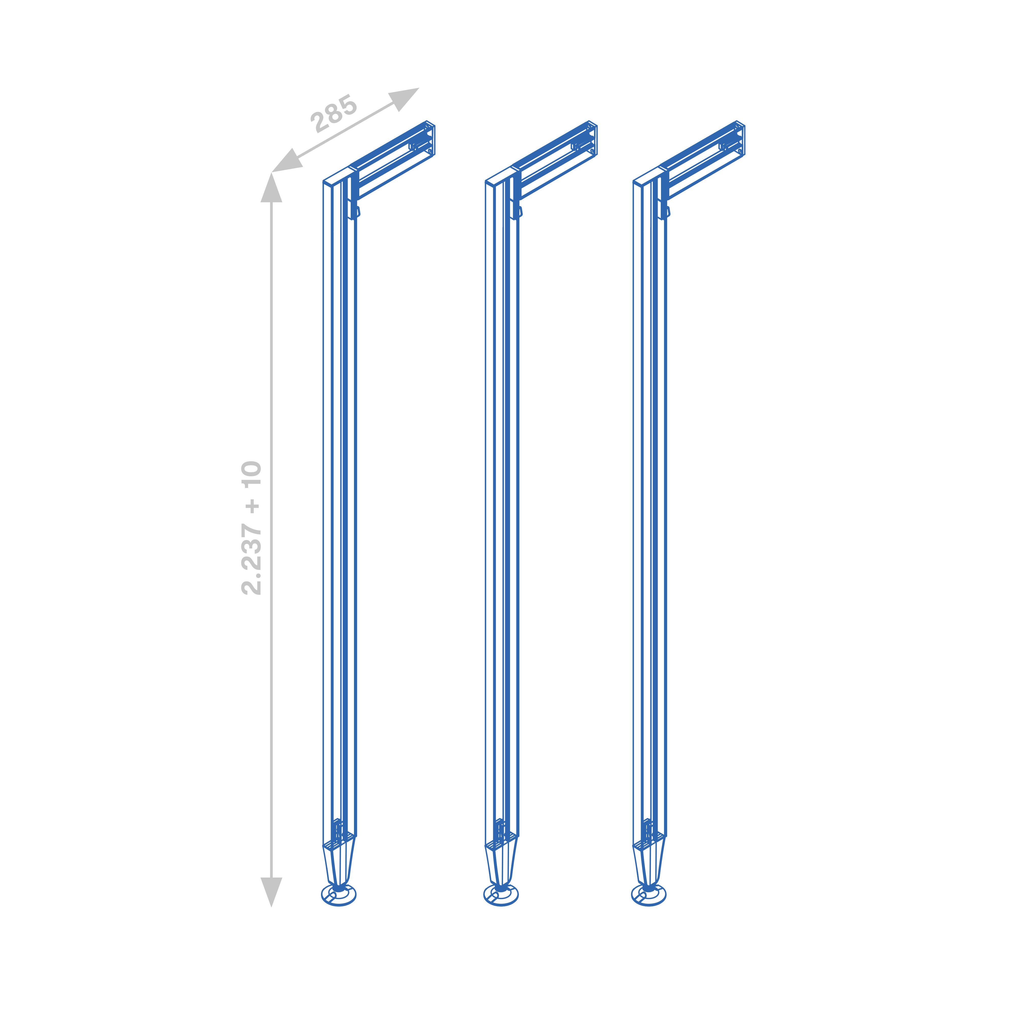 Emuca Zero Kit telaio modulare con ferramenta e 3 profili per montaggio a pavimento e a parete con livellamento circolare, alluminio e zama, grigio pietra