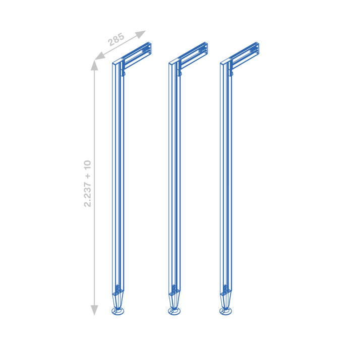 Emuca Zero Kit telaio modulare con ferramenta e 3 profili per montaggio a pavimento e a parete con livellamento circolare, alluminio e zama, grigio pietra