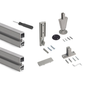 Emuca Zero Kit telaio modulare con ferramenta e 3 profili per montaggio a pavimento e a parete con livellamento circolare, alluminio e zama, grigio pietra