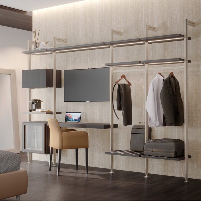 Emuca Kit di 3 set di supporti per mensole in legno e 1 set di supporti per moduli, Zamak, grigio pietra