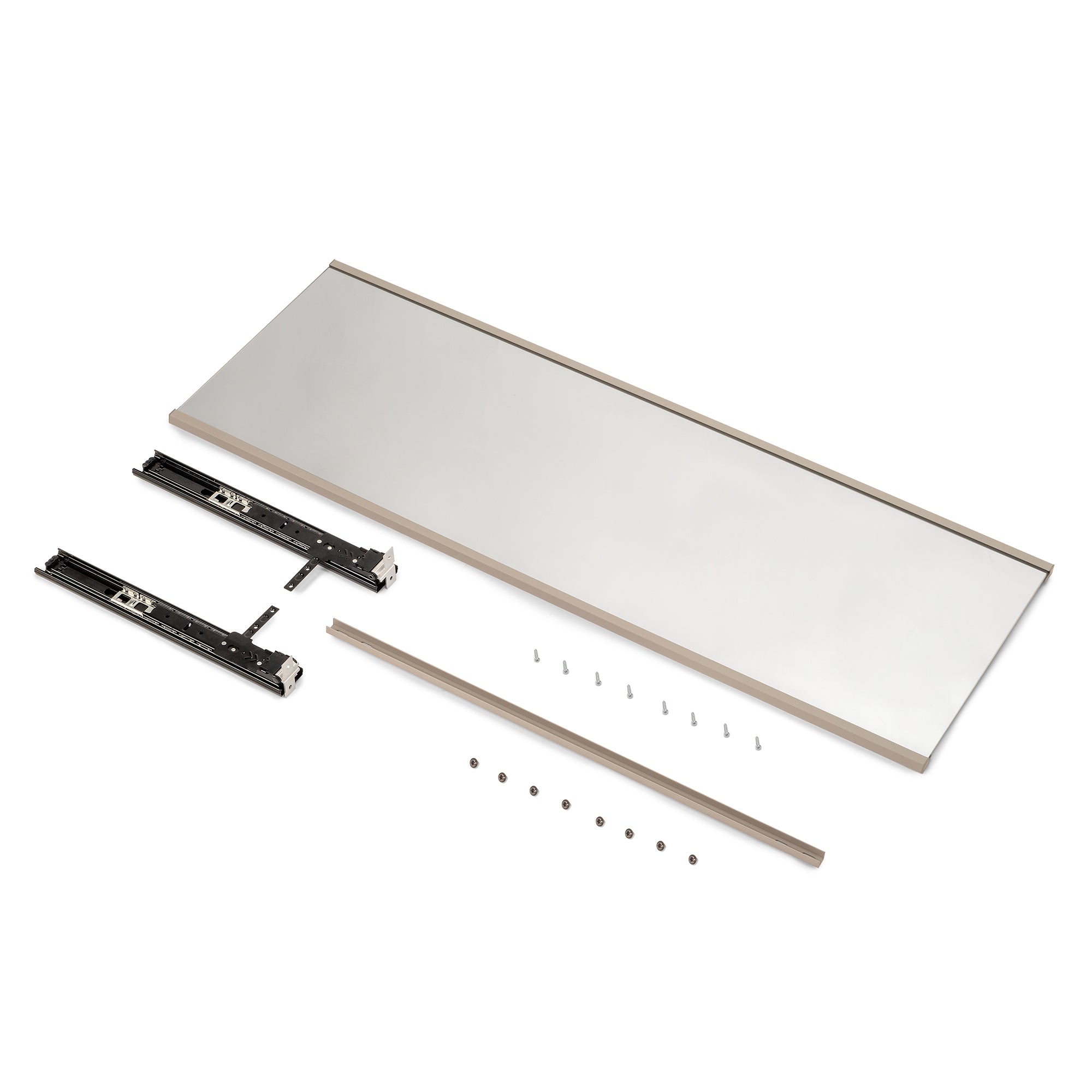 Emuca Specchio estraibile per interni di armadio, Verniciato grigio pietra, Acciaio e Tecnoplastica e Vetro, 1 un