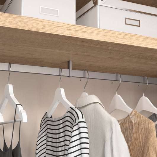 Emuca Kit tubo per armadio Luxe, 1,15 m, Color grigio pietra, Alluminio e Tecnoplastica, 1 kit