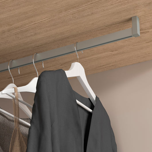 Emuca Kit tubo per armadio Luxe, 0,75 m, Color grigio pietra, Alluminio e Tecnoplastica, 1 kit