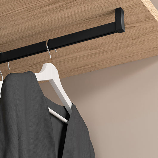 Emuca Kit tubo per armadio Luxe, 0,75 m, Nero testurizzato, Alluminio e Tecnoplastica, 1 kit