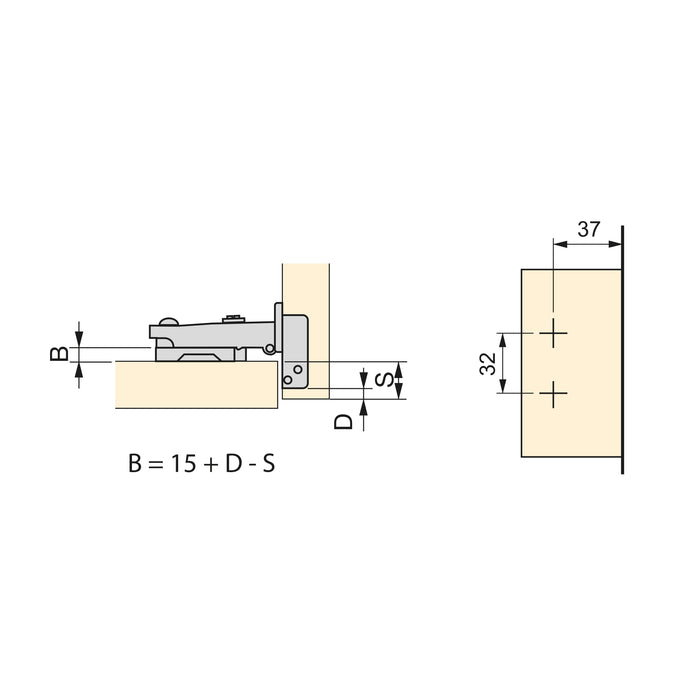 Emuca Kit cerniera collo dritto X92N e basetta, Basetta a vite, Nichelato, Acciaio, 20 u.