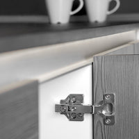 Emuca Kit cerniera collo dritto X92N e basetta, Basetta a vite, Nichelato, Acciaio, 20 u.