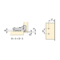 Emuca Kit cerniera mezzo collo X92 con chiusura ammortizzata e basetta, Basetta a vite, Nichelato, Acciaio, 20 u.