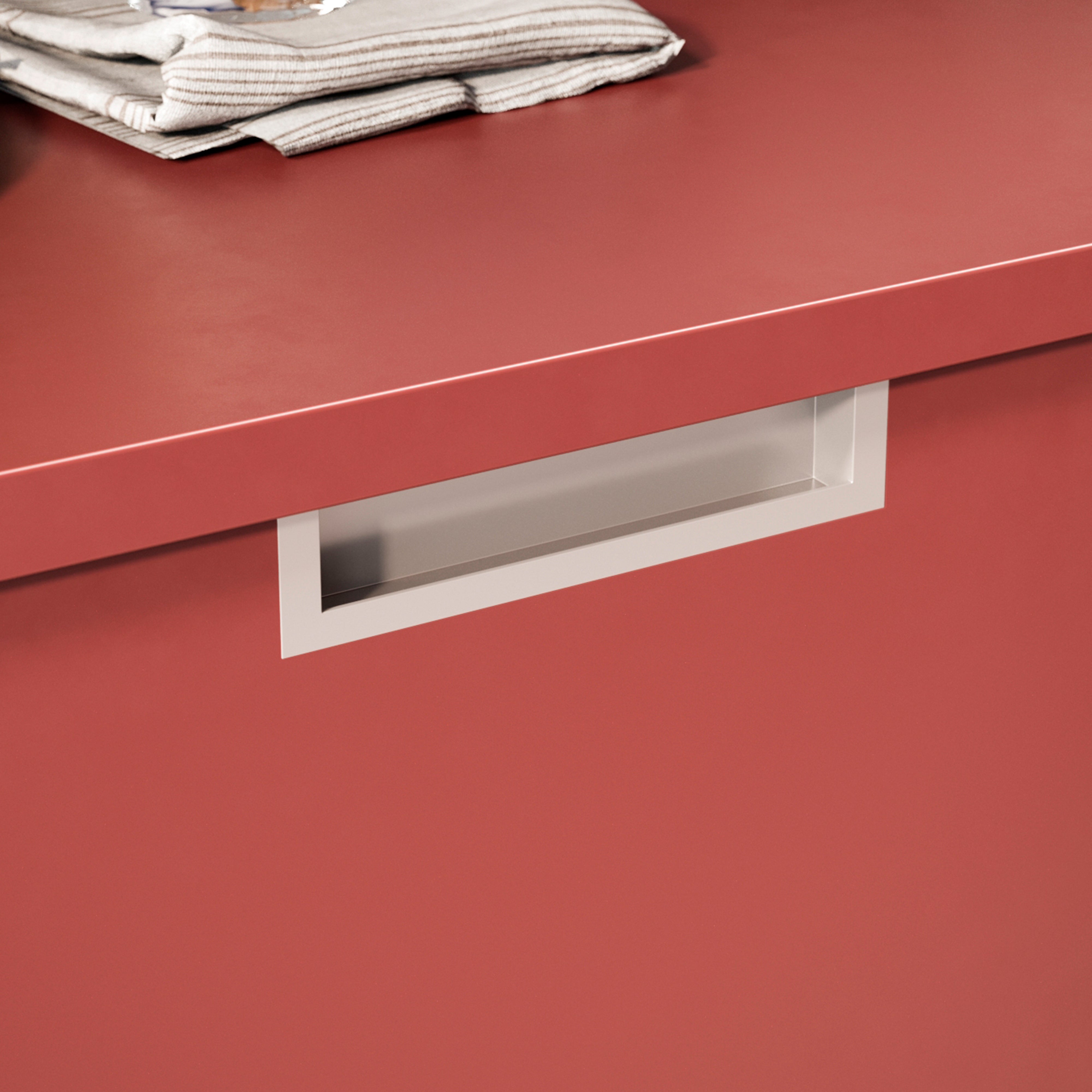 Emuca Maniglia per mobili Modena, L 137 mm, interasse 128 mm, Verniciato alluminio, Zama, 1 lotto di 10 unitÃ 