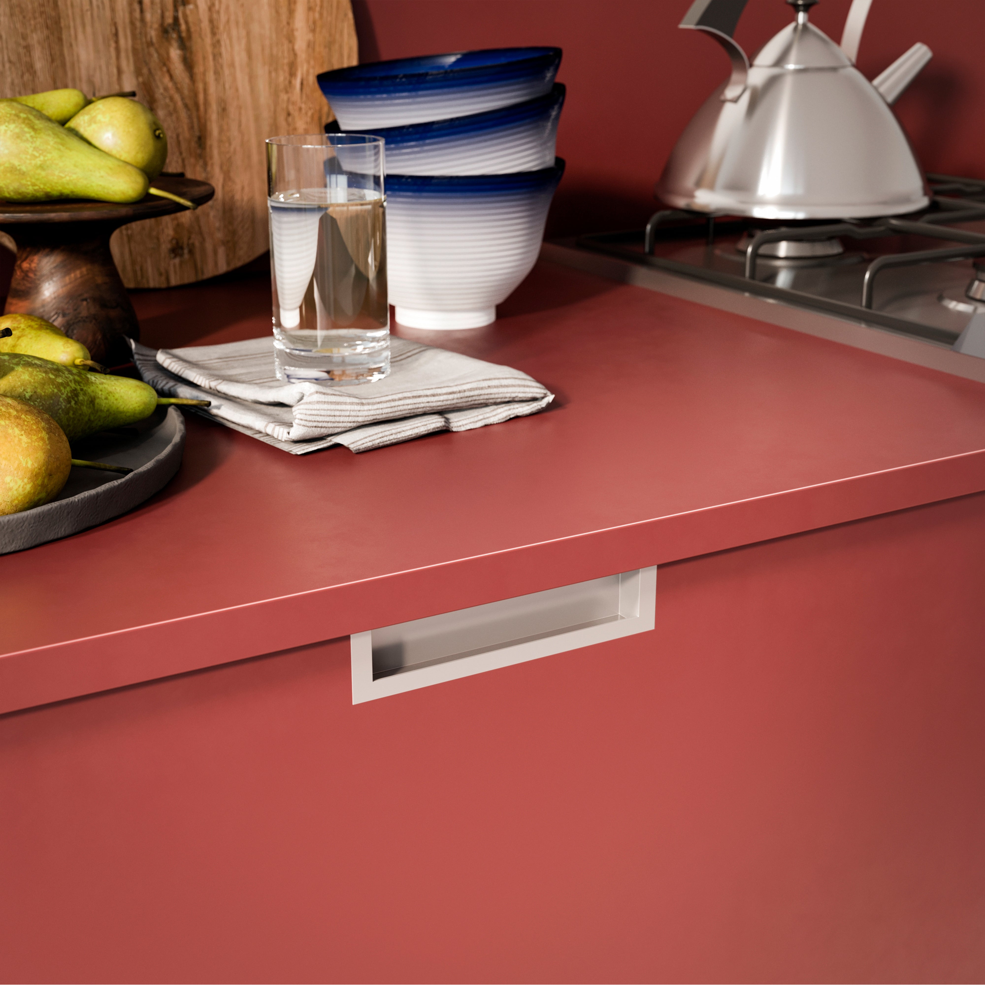 Emuca Maniglia per mobili Modena, L 137 mm, interasse 128 mm, Verniciato alluminio, Zama, 1 lotto di 10 unitÃ 