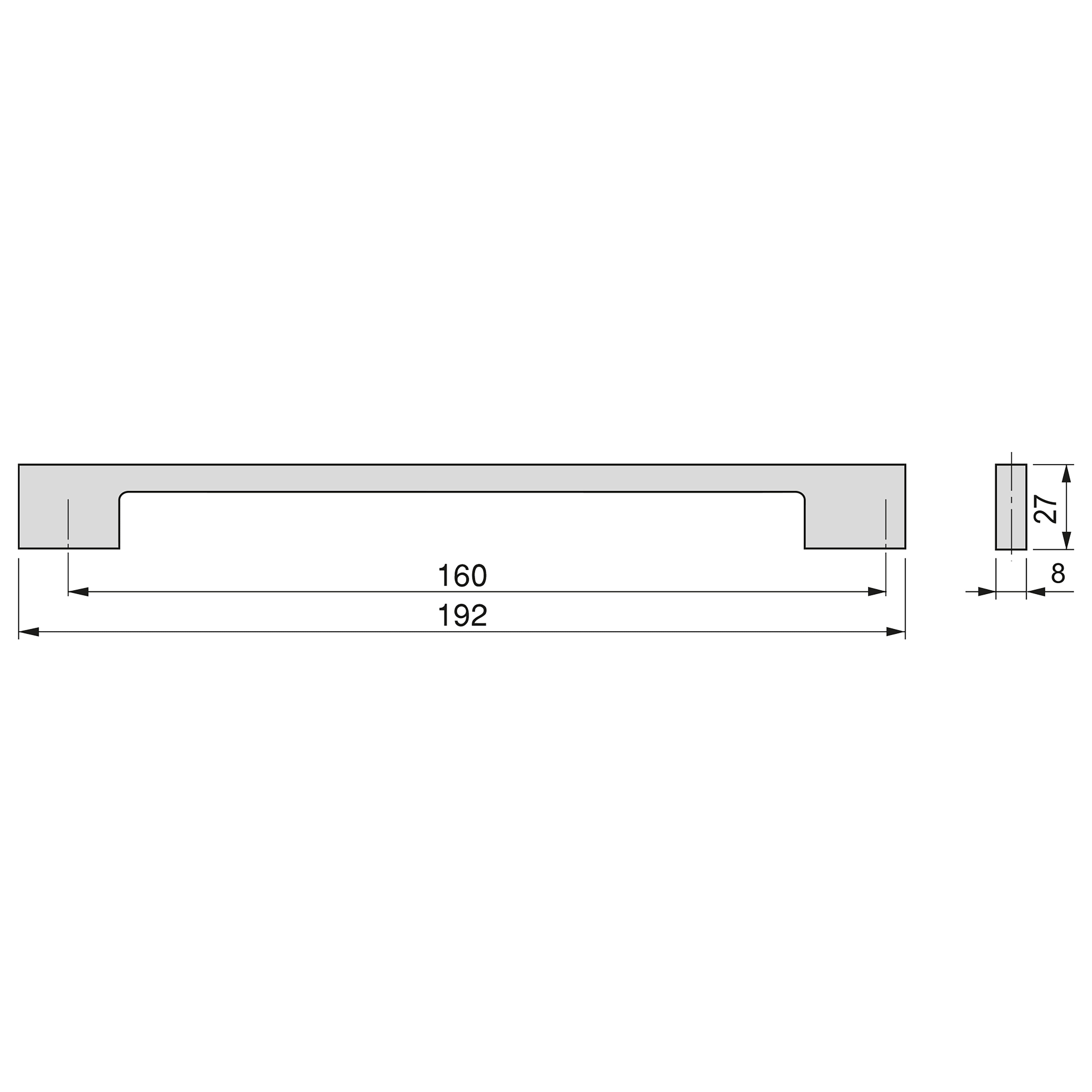 Emuca Maniglia per mobile Montreal, L 192 mm, interasse 160 mm, Cromato brillo, Zama, 1 lotto di 20 unitÃ 