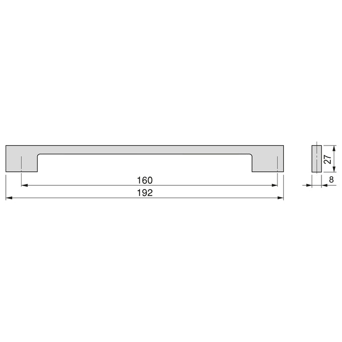 Emuca Maniglia per mobile Montreal, L 192 mm, interasse 160 mm, Cromato brillo, Zama, 1 lotto di 20 unitÃ 
