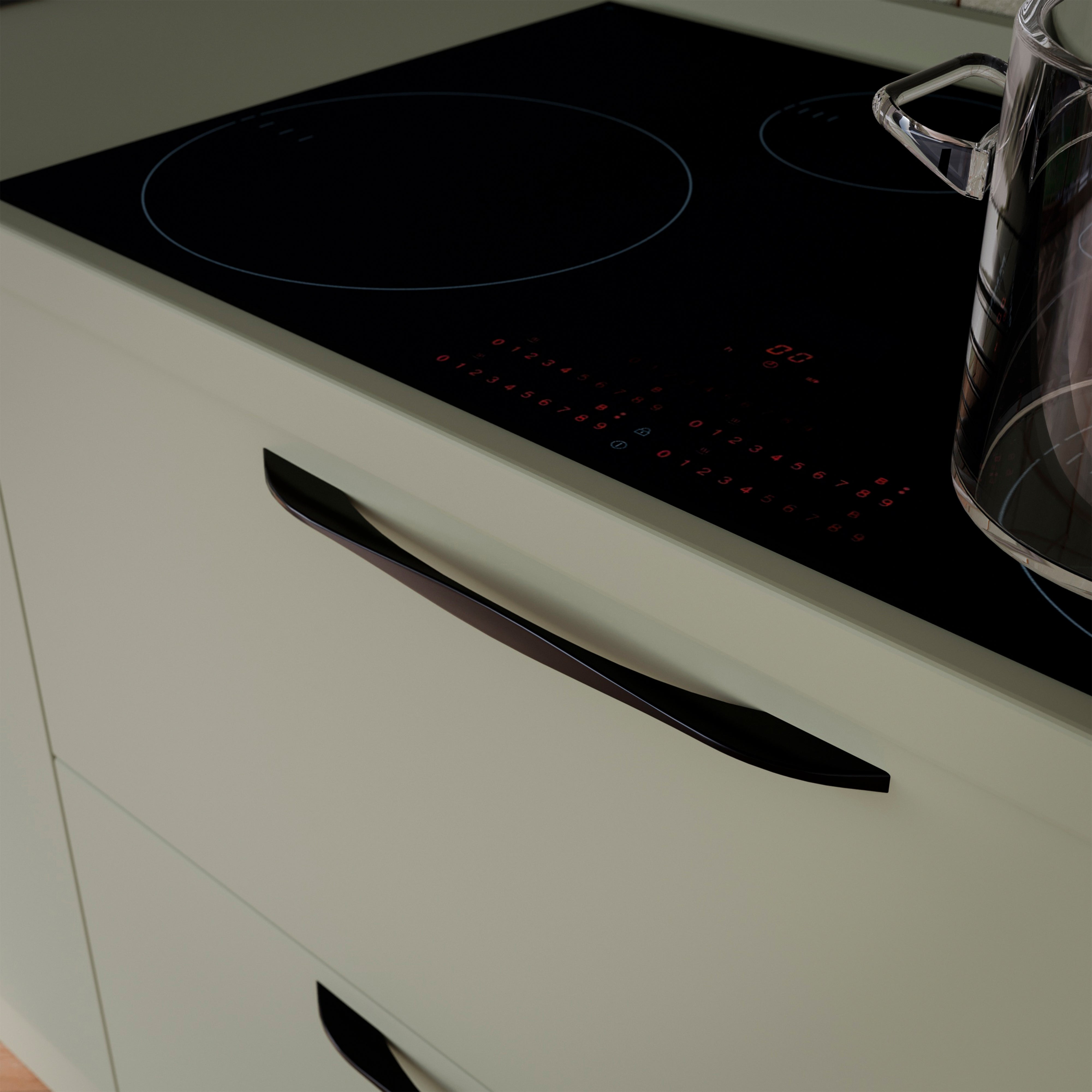 Emuca Maniglia per mobili Varna, L 181 mm, interasse 160 mm, Verniciato nero, Zama, 1 lotto di 20 unitÃ 