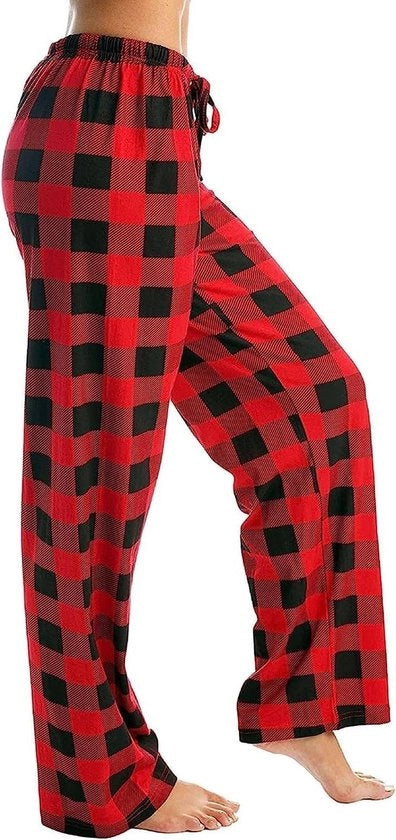 Pantaloni da notte per donna con tasche e cinturino, a coste, fitness, pantaloni da sonno morbidi con gambe larghe