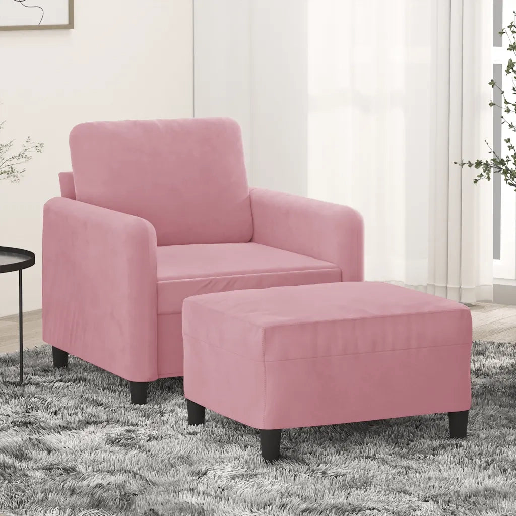 Poltrona | Sedia Relax con Poggiapiedi Rosa 60 cm Velluto