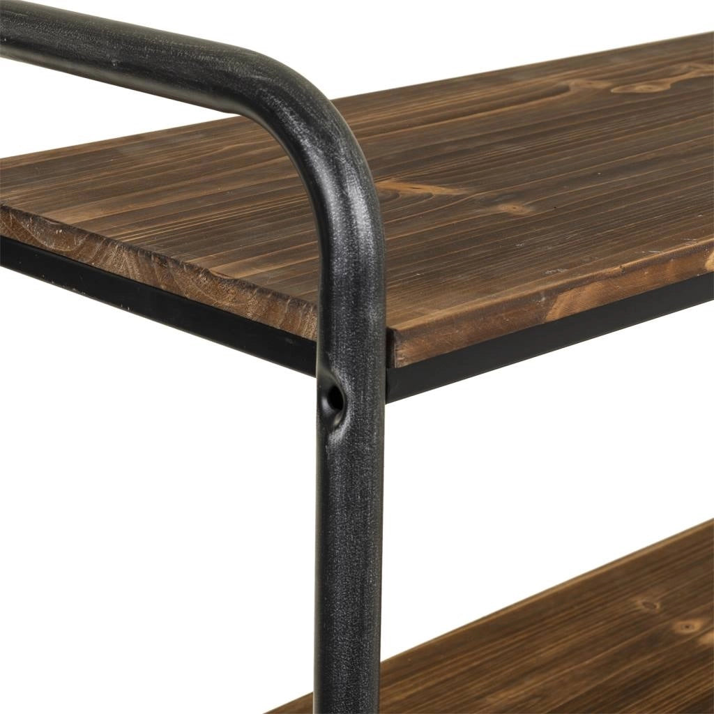 Scaffale in legno marrone e metallo con ruote 98x34x94,5h