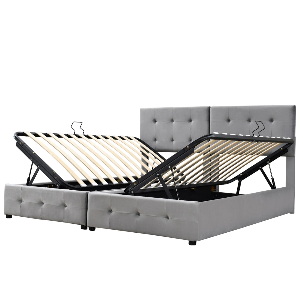 Letto imbottito 180x200 cm con contenitore idraulico e design convertibile