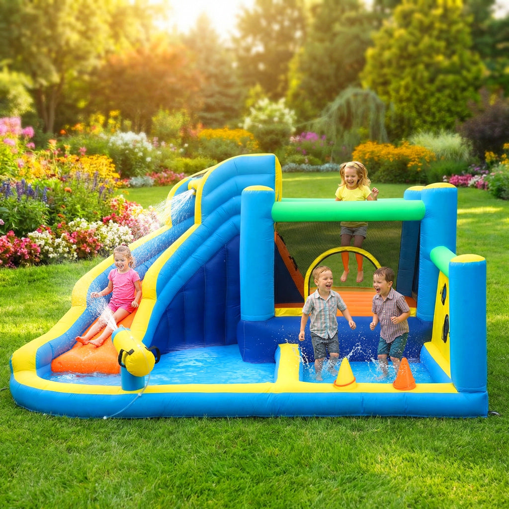 Castello gonflabile ¨C zephmum ¨C parco acquatico con toboga e trampolino, multicolore