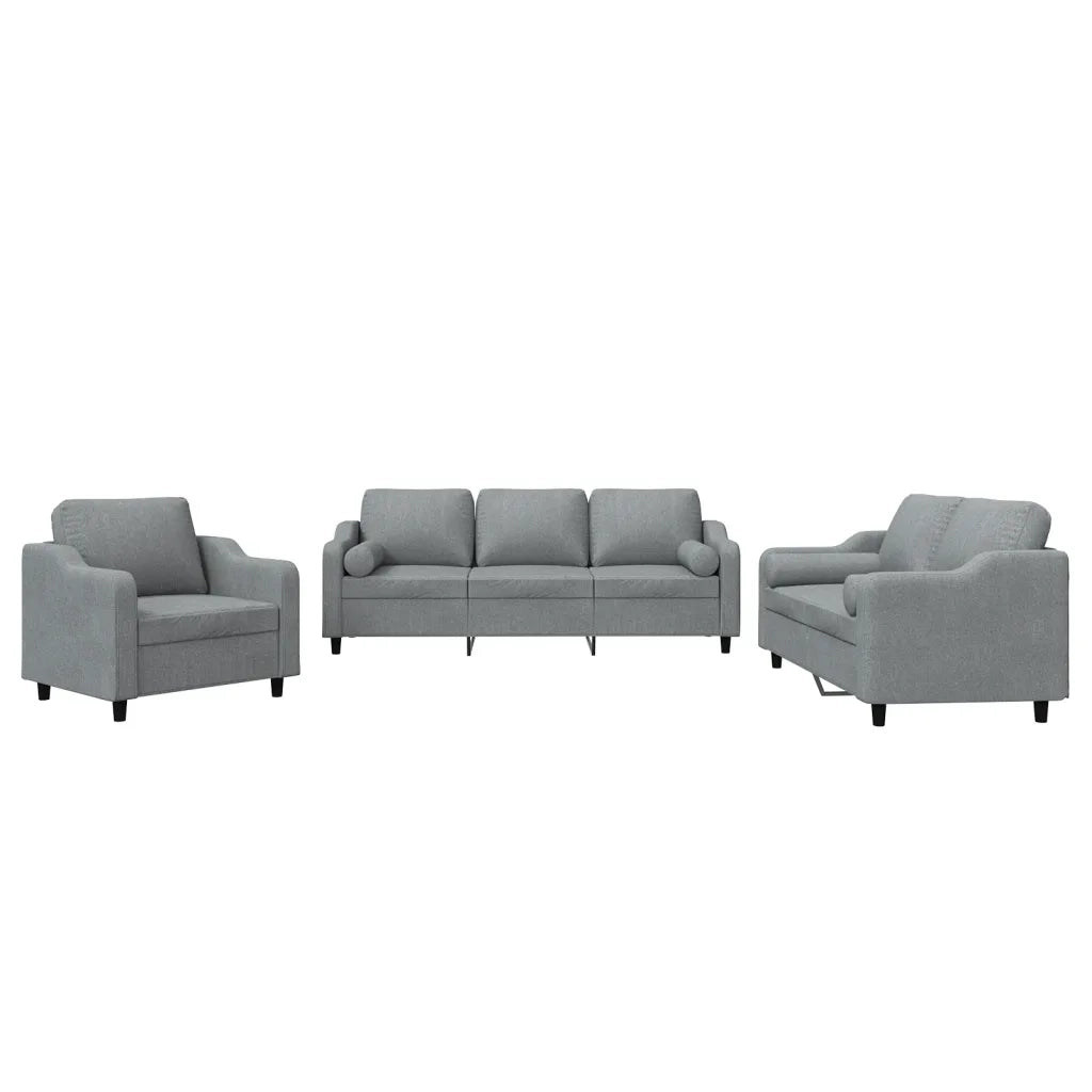 Set Divani 3 pz con Cuscini Grigio Chiaro in Tessutocod mxl 115229