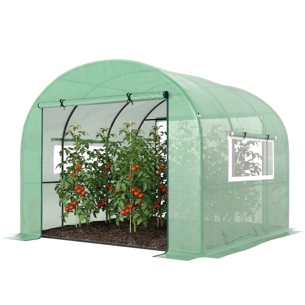 Serra da Giardino in Acciaio e PE Anti UV ¨C zephmum ¨C Verde 3x3x2 m con Finestre