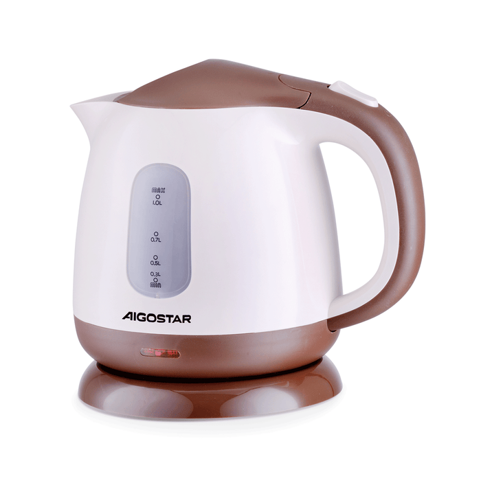 Bollitore elettrico vintage in plastica beige e marrone 1100w 1l