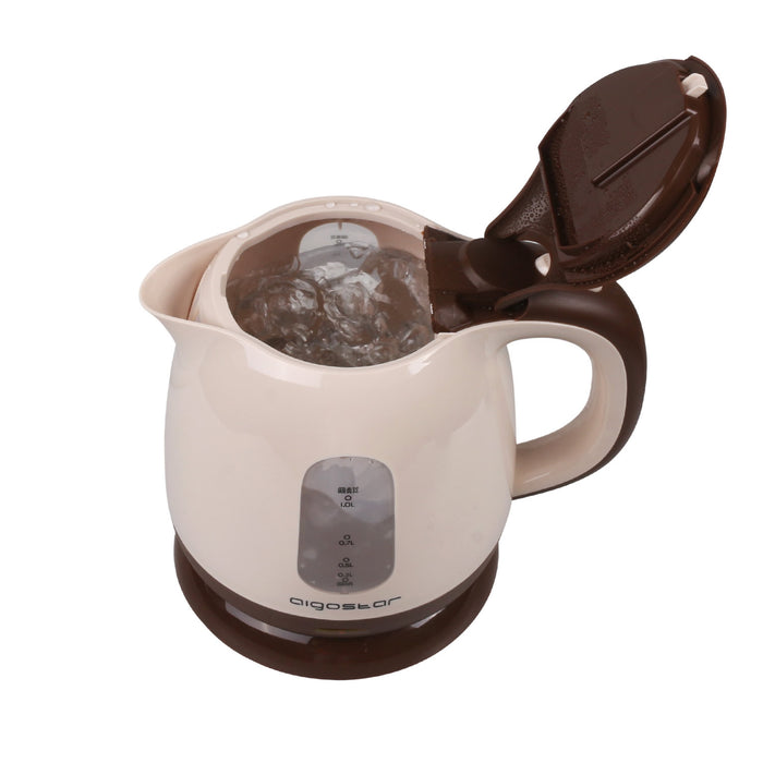 Bollitore elettrico vintage in plastica beige e marrone 1100w 1l