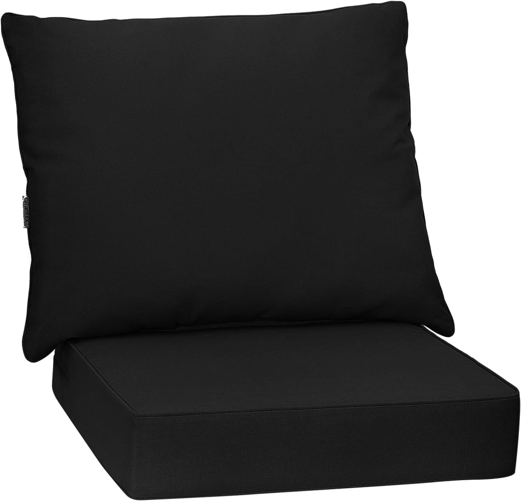 Cuscino per Divano da Giardino, Cuscino per Sedia Rattan per Esterno, Set di 2 Cuscino per Mobili da Giardino (Nero)