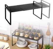 Raccoglitore da cucina per il piano di lavoro, espandibile, raccoglitore multifunzionale in metallo per cucina, resistente, piano di lavoro regolabile, raccoglitore di spezie, organizzatore, dispensa, stante per cucina e bagno.