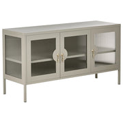 Credenza a 3 ante beige chiaro in acciaio mobile ufficio in metallo ripiani, piedini design industriale soggiorno mobili per ufficio domestico