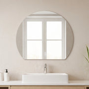 Specchio bagno a mezzaluna 80 cm a filo lucido con installazione a parete