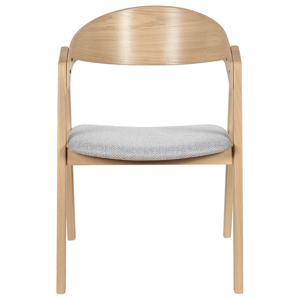 Set di 2 sedie da pranzo in legno chiaro e compensato grigio tessuto in poliestere gambe in legno di caucciù stile retrò tradizionale