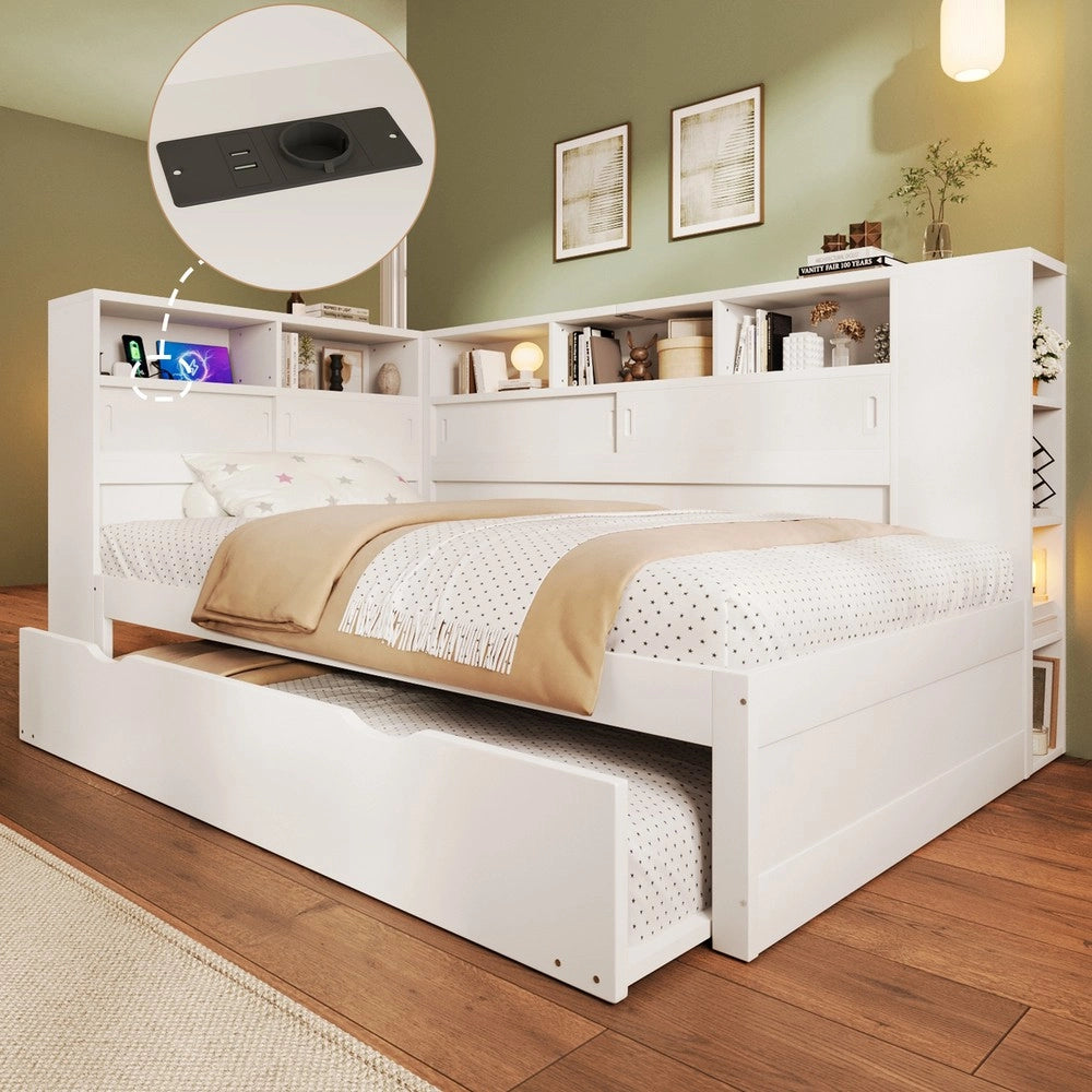 Letto estraibile con vano contenitore USB ¨C Minimal ¨C Bianco 90x200cm