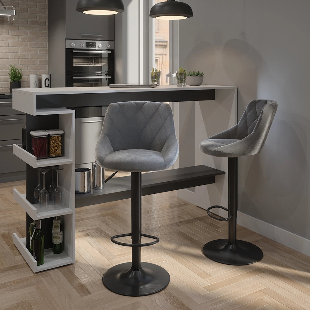 Set di 2 sgabelli da bar Sena Grigio/Nero 47.5 x 84 cm Vicco