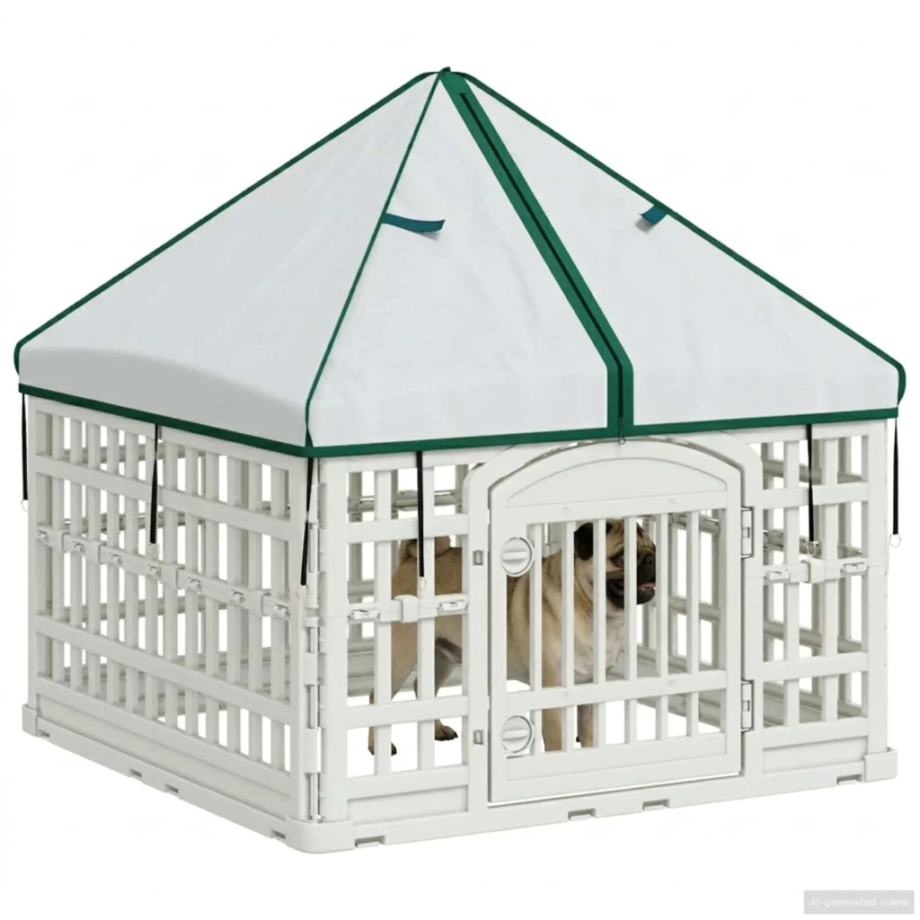 Pannello per cani a 4 sezioni con tetto Bianco 88 x 58 cm 42027220