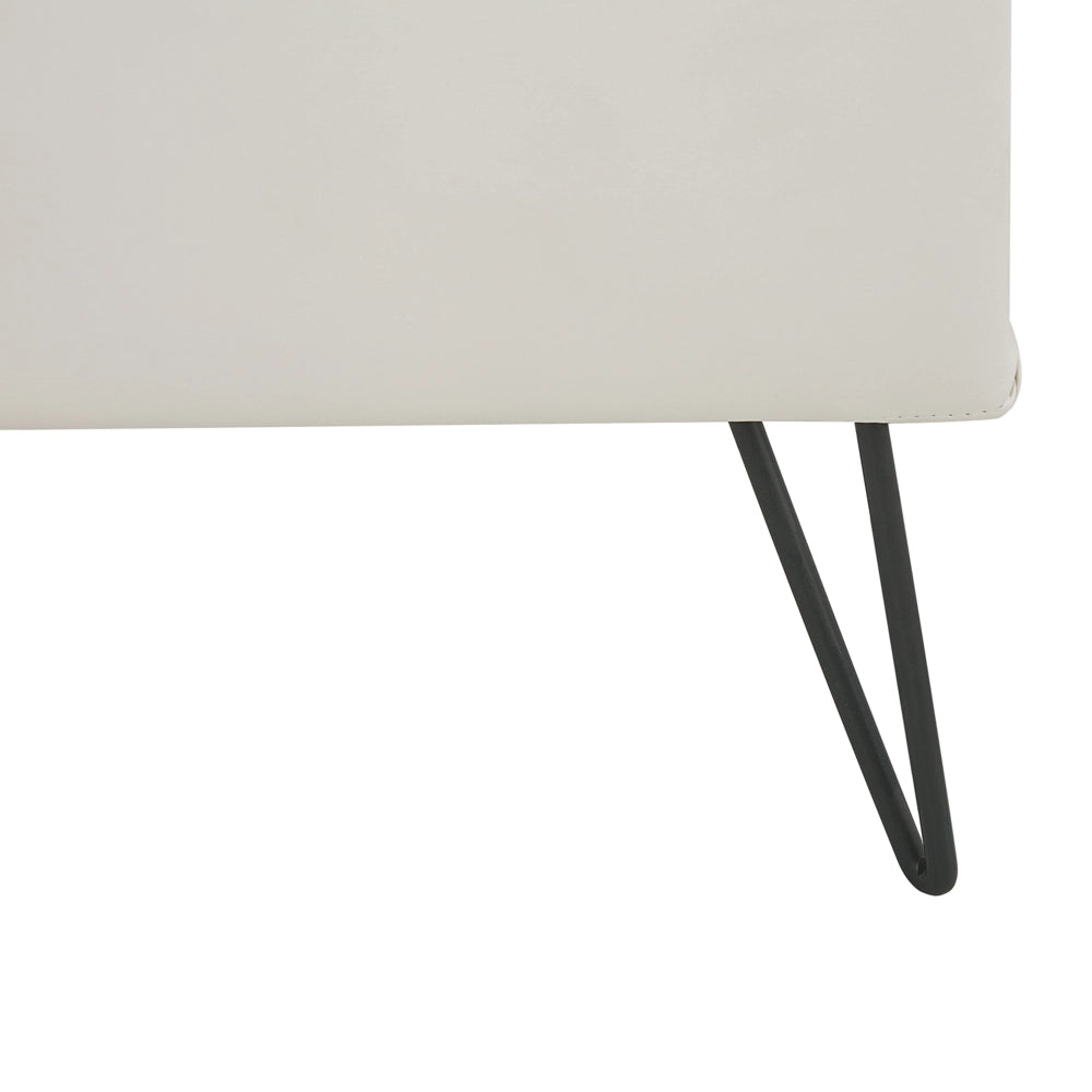 Comodino bianco tappezzeria in ecopelle gambe tornanti 48 x 41 x 56 cm 1 cassetto