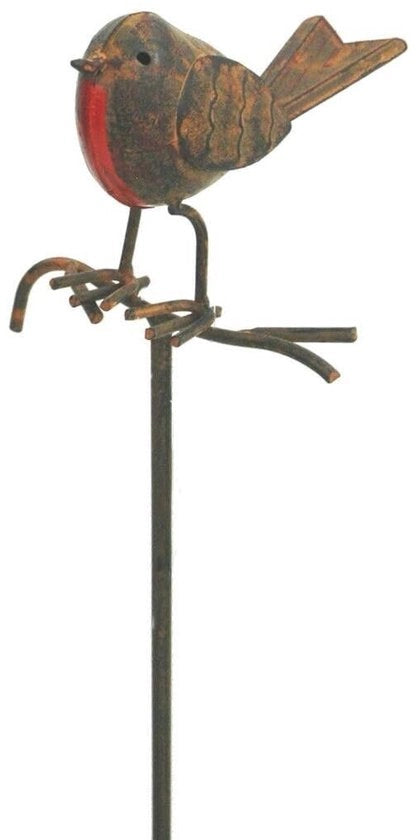 Decorazione per giardino in metallo rugginoso - Gallo rosso su ramoscello - 100 cm alto - Stuzzicadenti per giardino - Regalo elegante - Asta in due parti - Decorazione per giardino