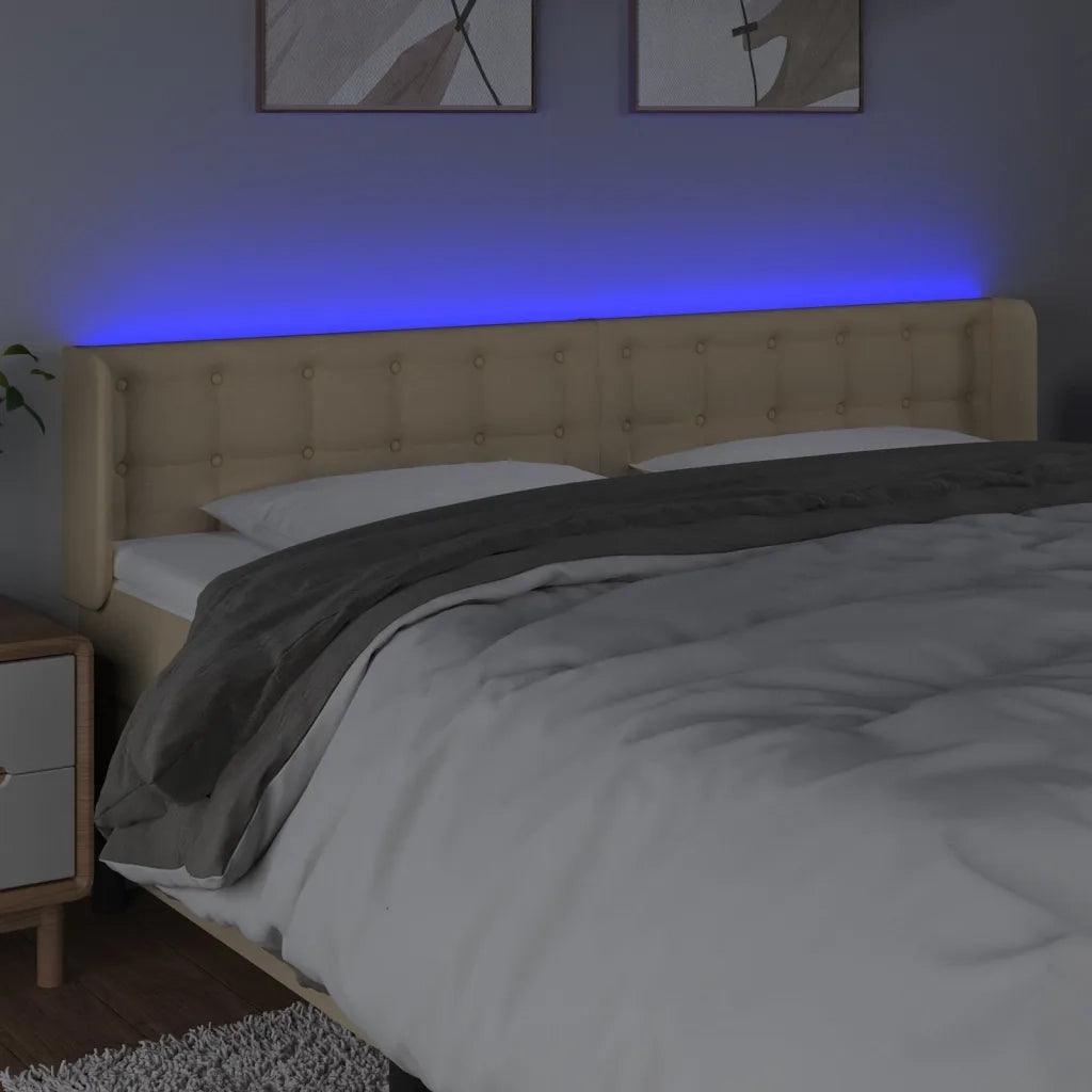 Testiera a LED Crema 203x16x78/88 cm in Tessuto