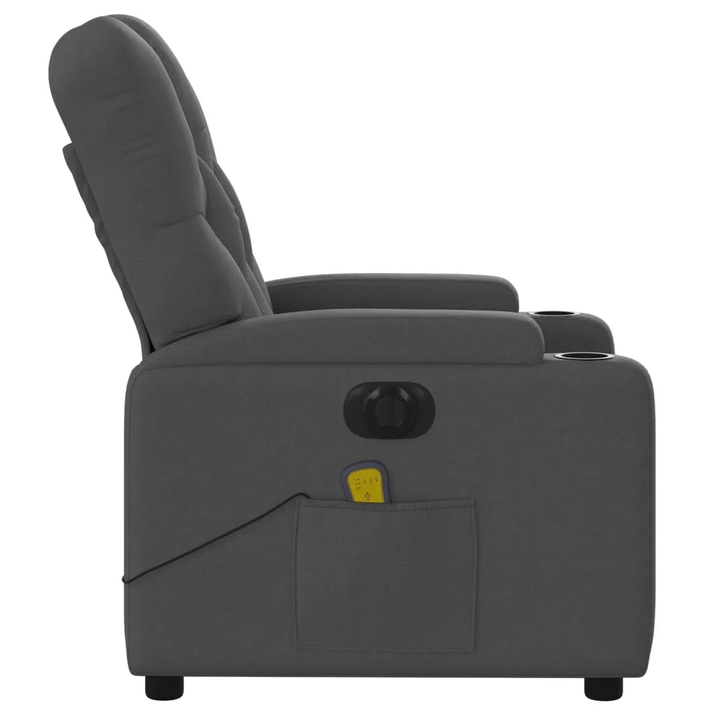 Divano Sedia-Poltrona Reclinabile Massaggio Elettrica Grigio Scuro Tessuto 491127