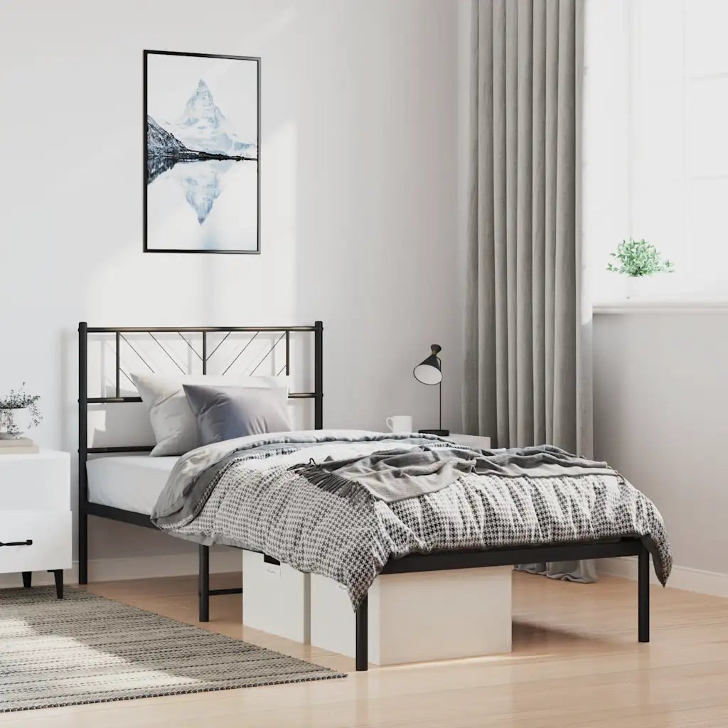 Giroletto con Testiera in Metallo Nero 100x190 cm 372173
