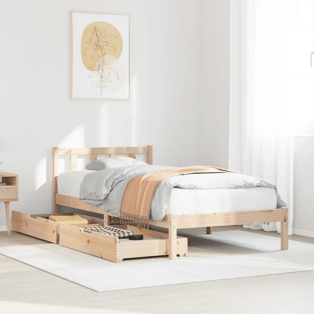 Letto senza Materasso 90x200 cm in Legno Massello di Pino