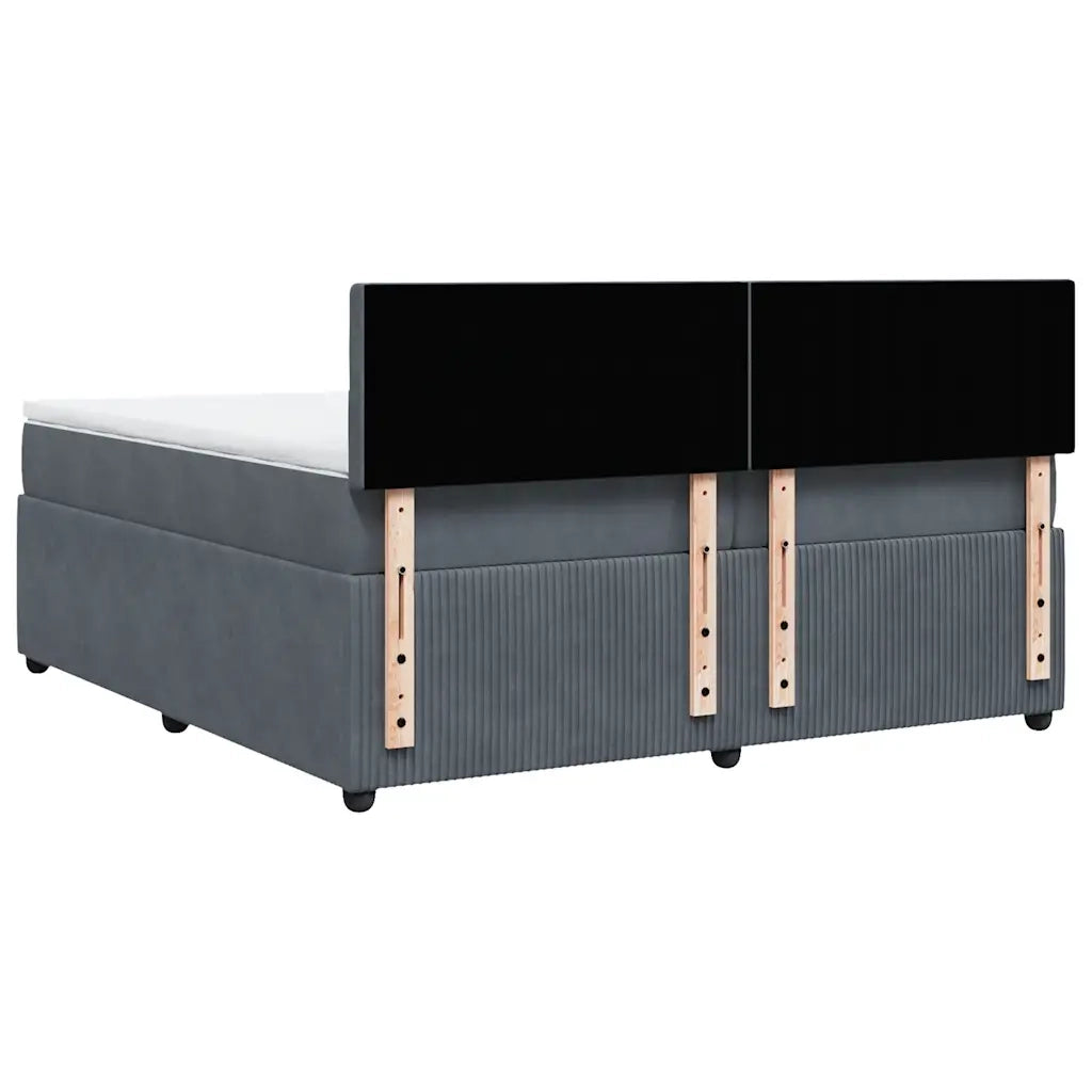 Giroletto a Molle con Materasso Grigio Scuro 200x200 cm Velluto 3290143
