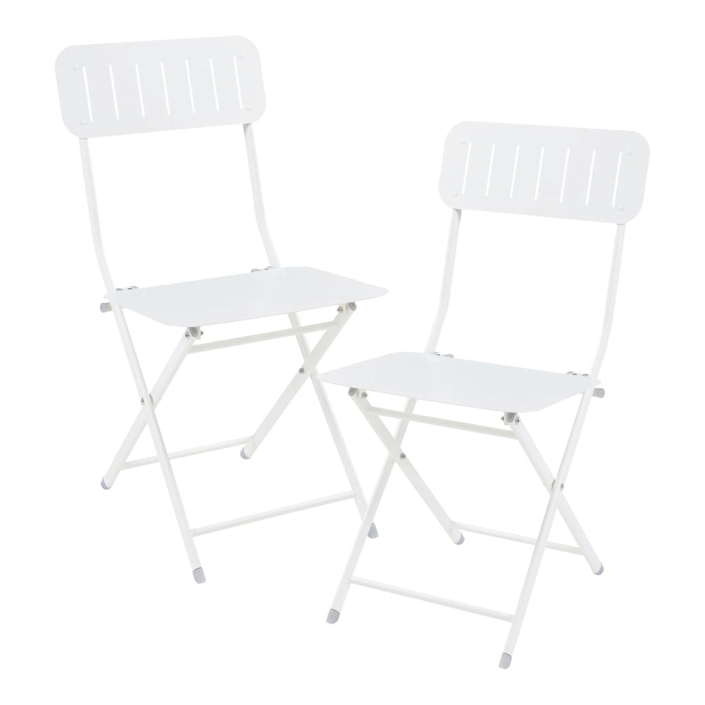 Set di 2 sedie pieghevoli da esterno per giardino campeggio e patio acciaio bianco 03_0009650
