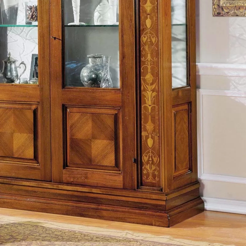 Vetrina classica 2 porte legno intarsio bassano 158x53x215 - Mobili 2G