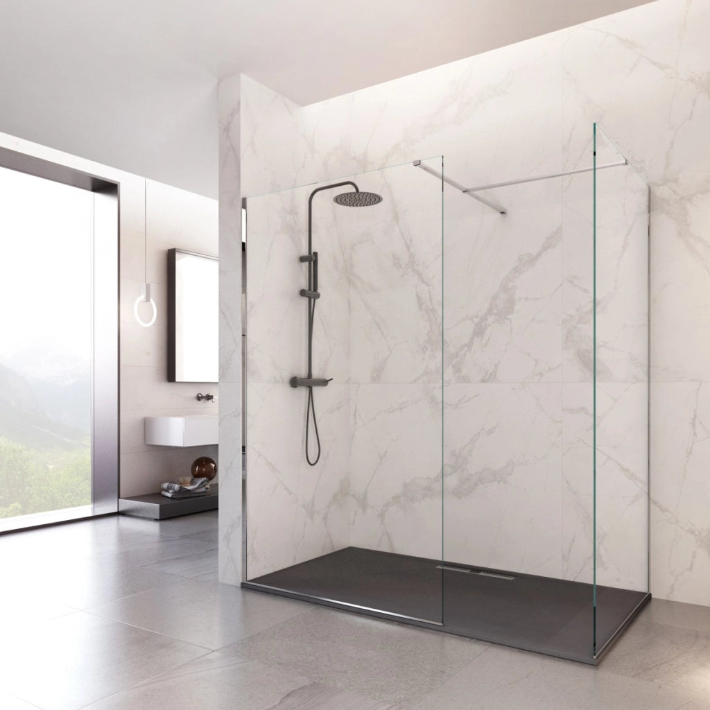 Box doccia due lati con ingresso libero 8mm anticalcare, misura 100x100