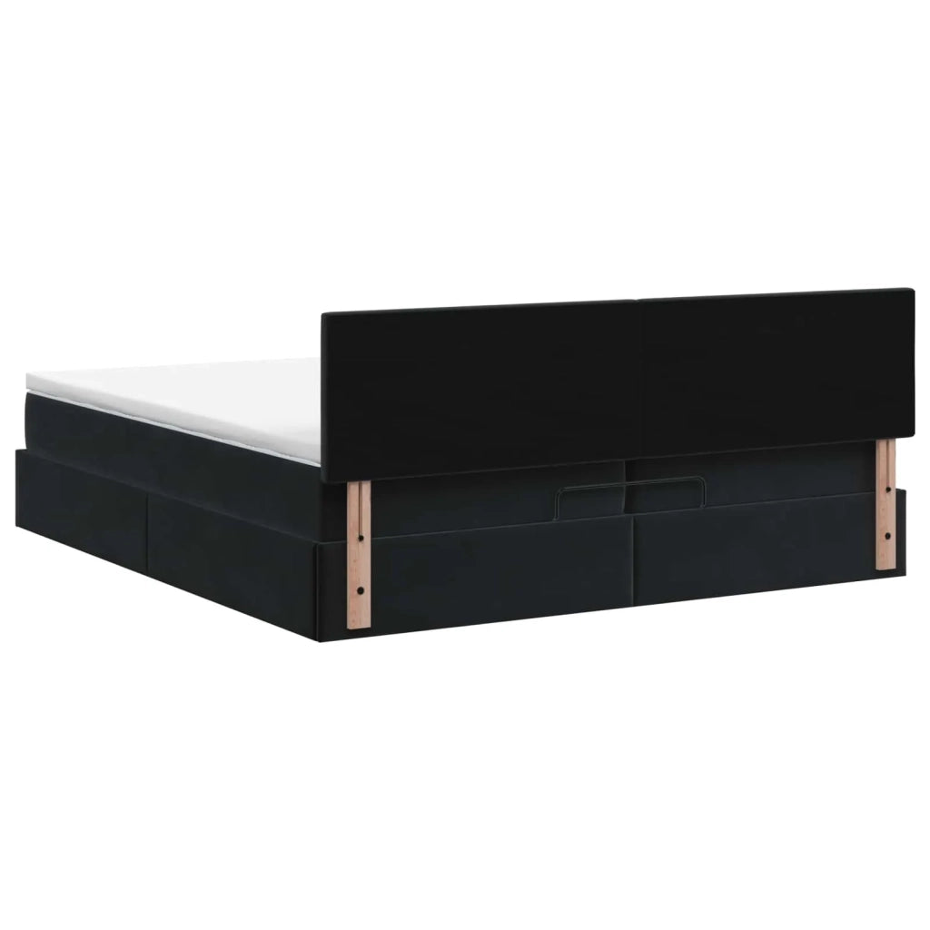 Letto Ottomano con Materasso e LED Nero 200 x 200 cm Velluto 3457163
