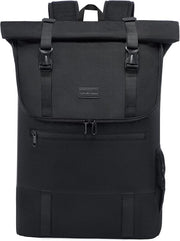 Borsa a rotella con grande tasca per laptop per lavoro e viaggi in nero