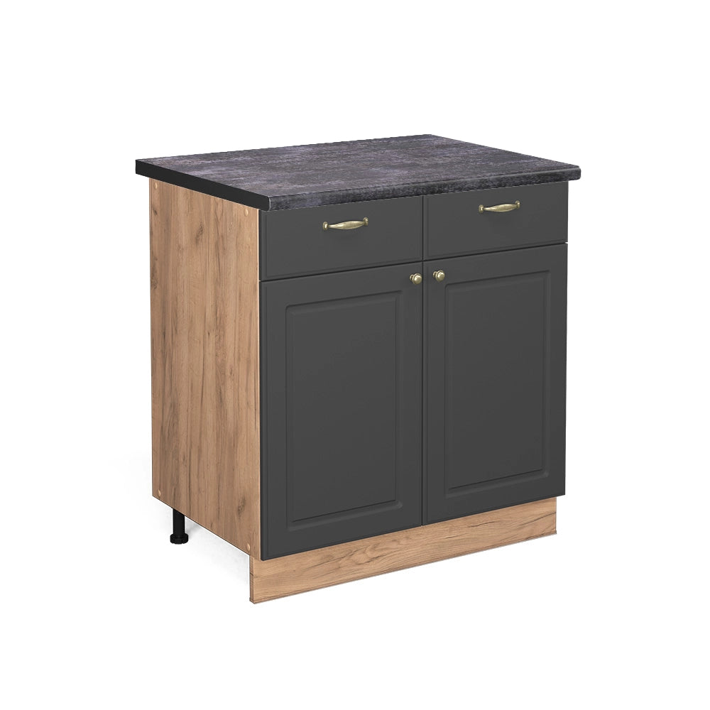 Mobiletto base per cucina Fame-Line Antracite-oro/Rovere dorato 80 cm, PL Antracite Vicco