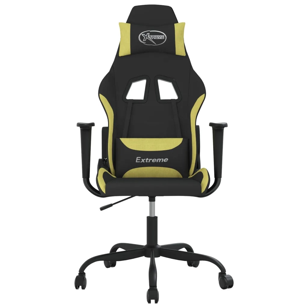 Sedia da Gaming | Sedia da e-sports Nero e Verde Chiaro in Tessuto