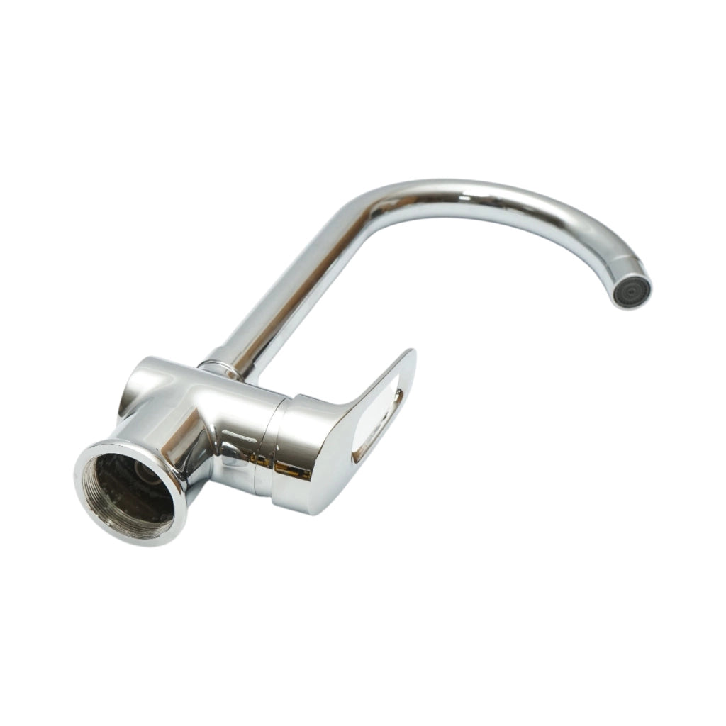 Miscelatore monocomando girevole per lavello da cucina, cartuccia in ceramica, cromo lucido
